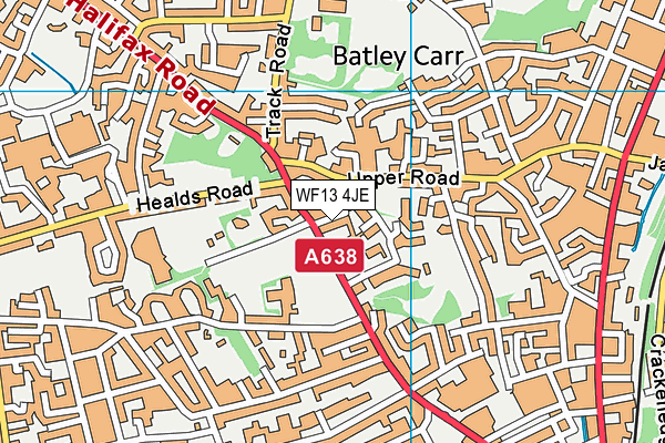 WF13 4JE map - OS VectorMap District (Ordnance Survey) WF13 4JE map - OS VectorMap District (Ordnance Survey)