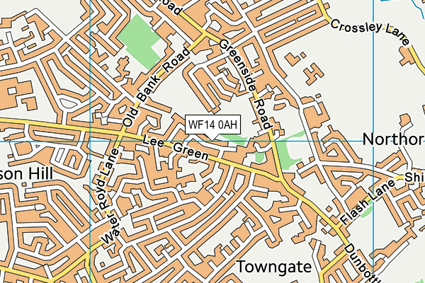 WF14 0AH map - OS VectorMap District (Ordnance Survey) WF14 0AH map - OS VectorMap District (Ordnance Survey)