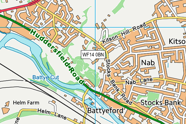 WF14 0BN map - OS VectorMap District (Ordnance Survey) WF14 0BN map - OS VectorMap District (Ordnance Survey)