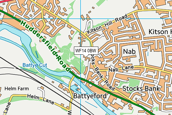 WF14 0BW map - OS VectorMap District (Ordnance Survey) WF14 0BW map - OS VectorMap District (Ordnance Survey)