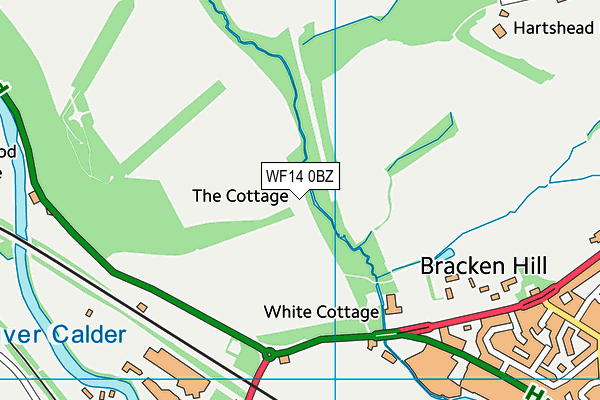 WF14 0BZ map - OS VectorMap District (Ordnance Survey) WF14 0BZ map - OS VectorMap District (Ordnance Survey)
