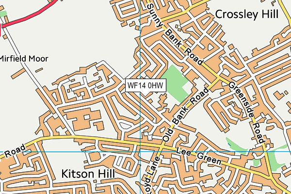 WF14 0HW map - OS VectorMap District (Ordnance Survey) WF14 0HW map - OS VectorMap District (Ordnance Survey)