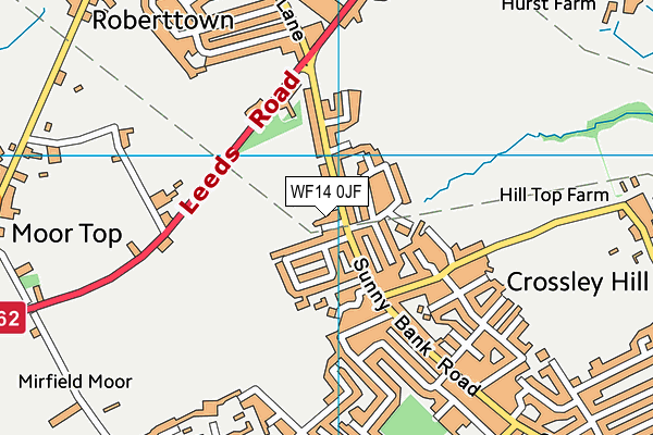 WF14 0JF map - OS VectorMap District (Ordnance Survey) WF14 0JF map - OS VectorMap District (Ordnance Survey)