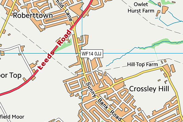 WF14 0JJ map - OS VectorMap District (Ordnance Survey)