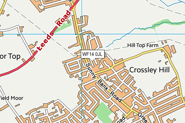 WF14 0JL map - OS VectorMap District (Ordnance Survey) WF14 0JL map - OS VectorMap District (Ordnance Survey)