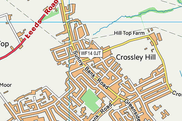 WF14 0JT map - OS VectorMap District (Ordnance Survey) WF14 0JT map - OS VectorMap District (Ordnance Survey)