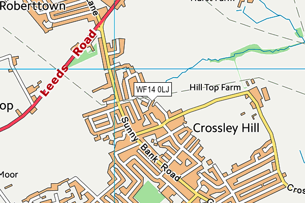 WF14 0LJ map - OS VectorMap District (Ordnance Survey) WF14 0LJ map - OS VectorMap District (Ordnance Survey)