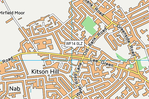 WF14 0LZ map - OS VectorMap District (Ordnance Survey) WF14 0LZ map - OS VectorMap District (Ordnance Survey)