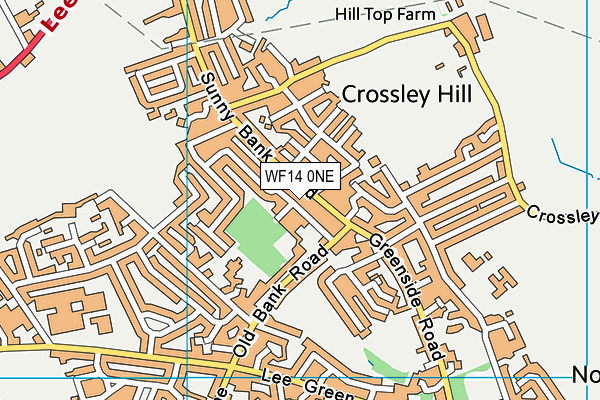 WF14 0NE map - OS VectorMap District (Ordnance Survey) WF14 0NE map - OS VectorMap District (Ordnance Survey)