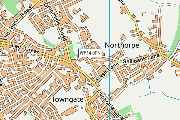 WF14 0PN map - OS VectorMap District (Ordnance Survey) WF14 0PN map - OS VectorMap District (Ordnance Survey)