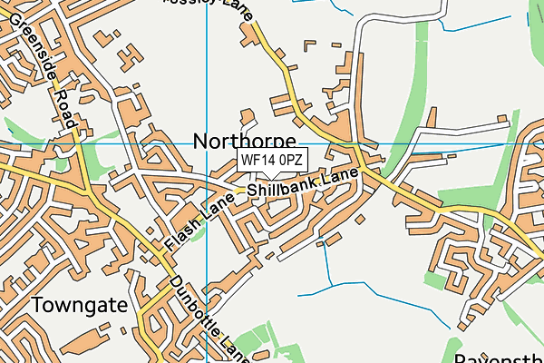WF14 0PZ map - OS VectorMap District (Ordnance Survey) WF14 0PZ map - OS VectorMap District (Ordnance Survey)