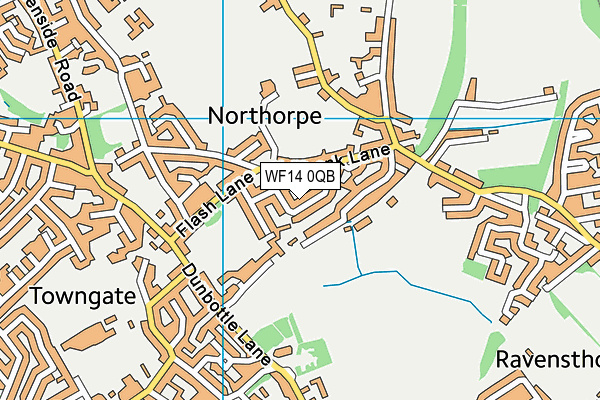 WF14 0QB map - OS VectorMap District (Ordnance Survey) WF14 0QB map - OS VectorMap District (Ordnance Survey)