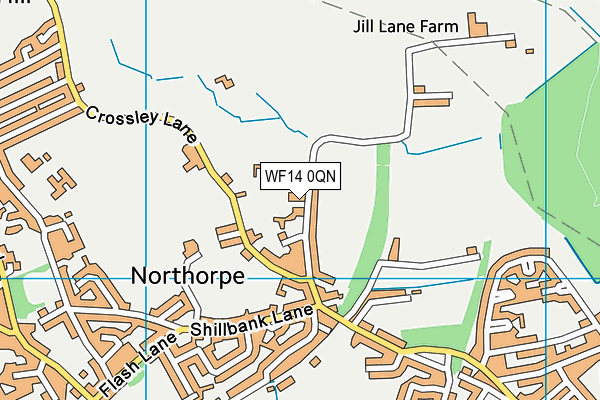 WF14 0QN map - OS VectorMap District (Ordnance Survey) WF14 0QN map - OS VectorMap District (Ordnance Survey)