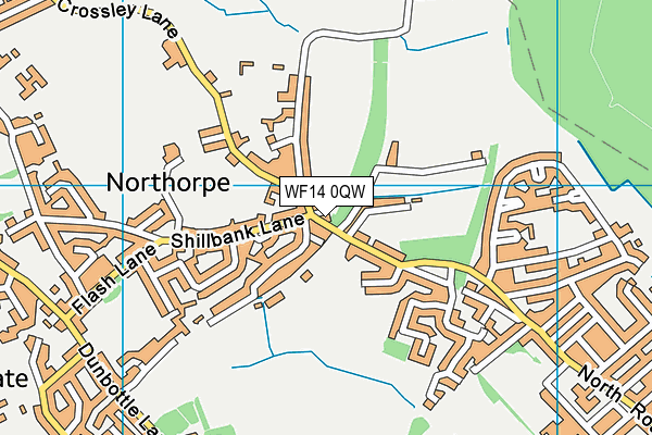 WF14 0QW map - OS VectorMap District (Ordnance Survey) WF14 0QW map - OS VectorMap District (Ordnance Survey)