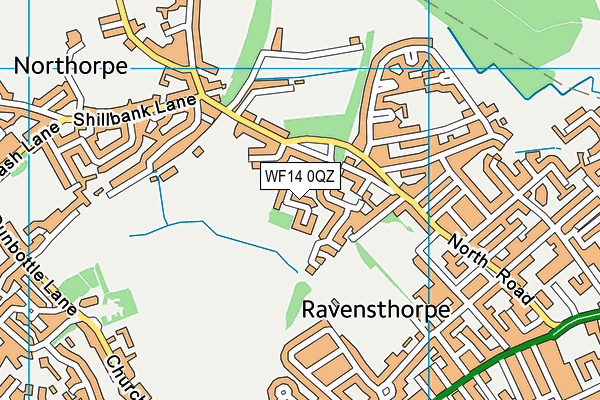 WF14 0QZ map - OS VectorMap District (Ordnance Survey) WF14 0QZ map - OS VectorMap District (Ordnance Survey)