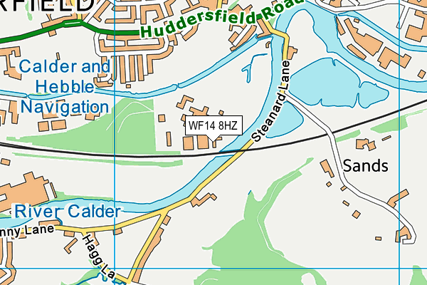 WF14 8HZ map - OS VectorMap District (Ordnance Survey)