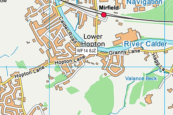 WF14 8JZ map - OS VectorMap District (Ordnance Survey) WF14 8JZ map - OS VectorMap District (Ordnance Survey)