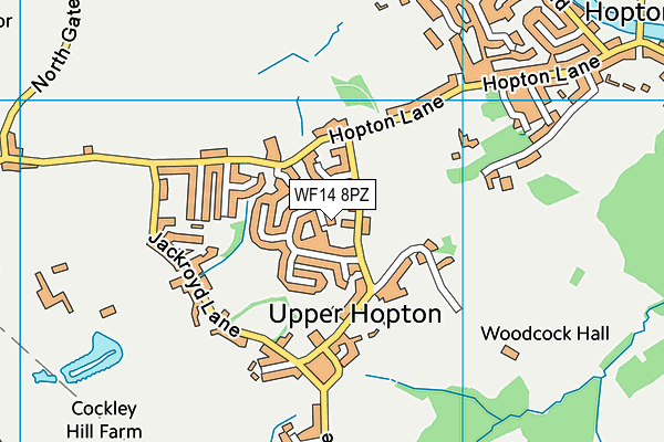 WF14 8PZ map - OS VectorMap District (Ordnance Survey) WF14 8PZ map - OS VectorMap District (Ordnance Survey)