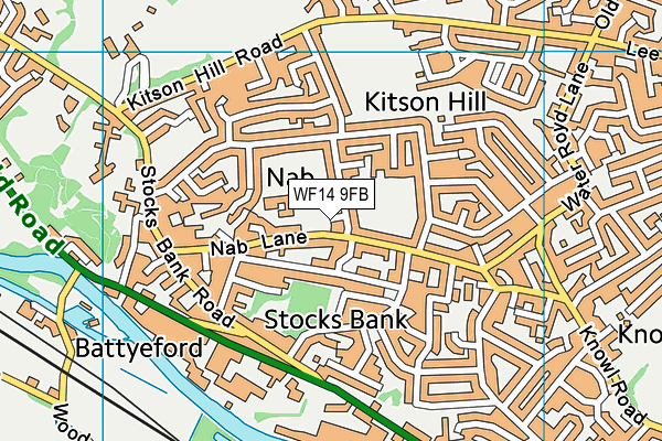WF14 9FB map - OS VectorMap District (Ordnance Survey) WF14 9FB map - OS VectorMap District (Ordnance Survey)