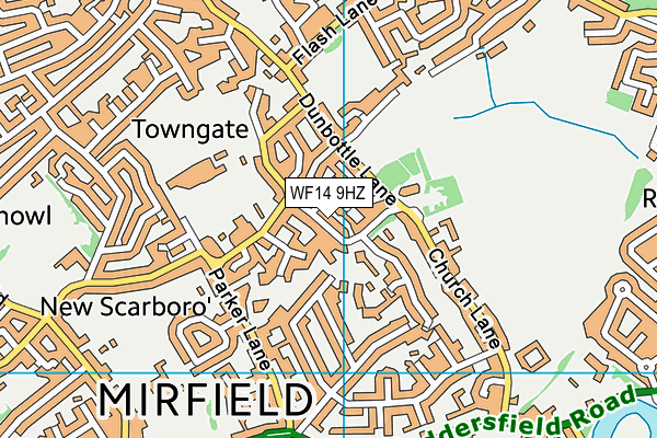 WF14 9HZ map - OS VectorMap District (Ordnance Survey)