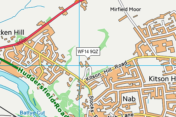WF14 9QZ map - OS VectorMap District (Ordnance Survey) WF14 9QZ map - OS VectorMap District (Ordnance Survey)
