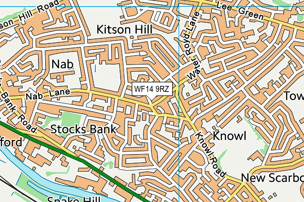 WF14 9RZ map - OS VectorMap District (Ordnance Survey) WF14 9RZ map - OS VectorMap District (Ordnance Survey)