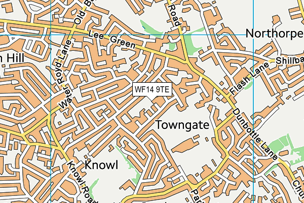 WF14 9TE map - OS VectorMap District (Ordnance Survey) WF14 9TE map - OS VectorMap District (Ordnance Survey)