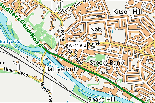 WF14 9TJ map - OS VectorMap District (Ordnance Survey) WF14 9TJ map - OS VectorMap District (Ordnance Survey)