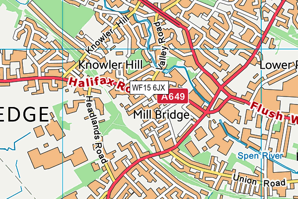 WF15 6JX map - OS VectorMap District (Ordnance Survey) WF15 6JX map - OS VectorMap District (Ordnance Survey)