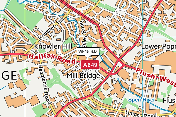 WF15 6JZ map - OS VectorMap District (Ordnance Survey) WF15 6JZ map - OS VectorMap District (Ordnance Survey)