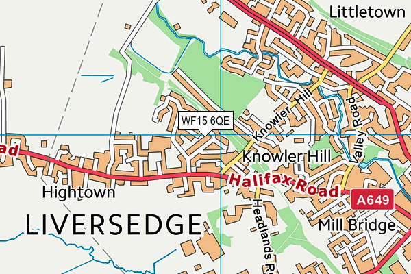 WF15 6QE map - OS VectorMap District (Ordnance Survey) WF15 6QE map - OS VectorMap District (Ordnance Survey)