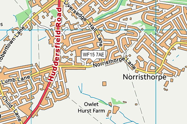 WF15 7AE map - OS VectorMap District (Ordnance Survey) WF15 7AE map - OS VectorMap District (Ordnance Survey)