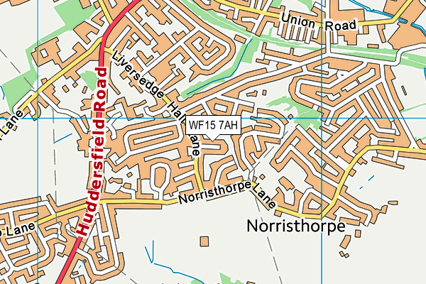 WF15 7AH map - OS VectorMap District (Ordnance Survey) WF15 7AH map - OS VectorMap District (Ordnance Survey)