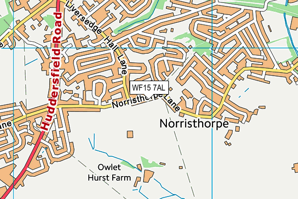 WF15 7AL map - OS VectorMap District (Ordnance Survey)
