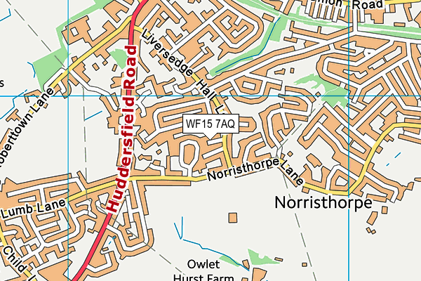 WF15 7AQ map - OS VectorMap District (Ordnance Survey) WF15 7AQ map - OS VectorMap District (Ordnance Survey)