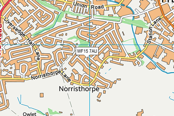 WF15 7AU map - OS VectorMap District (Ordnance Survey)