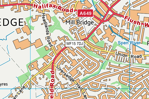 WF15 7DJ map - OS VectorMap District (Ordnance Survey) WF15 7DJ map - OS VectorMap District (Ordnance Survey)
