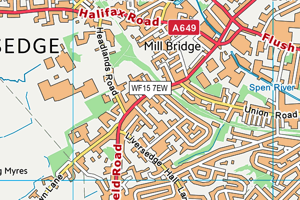 WF15 7EW map - OS VectorMap District (Ordnance Survey) WF15 7EW map - OS VectorMap District (Ordnance Survey)