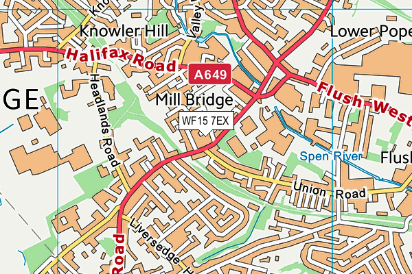 WF15 7EX map - OS VectorMap District (Ordnance Survey) WF15 7EX map - OS VectorMap District (Ordnance Survey)