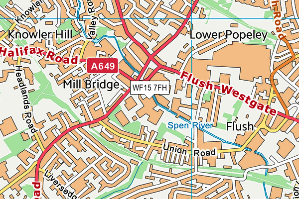 WF15 7FH map - OS VectorMap District (Ordnance Survey) WF15 7FH map - OS VectorMap District (Ordnance Survey)