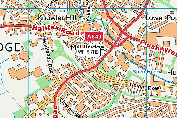 WF15 7HB map - OS VectorMap District (Ordnance Survey) WF15 7HB map - OS VectorMap District (Ordnance Survey)