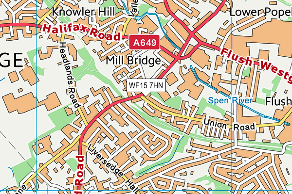 WF15 7HN map - OS VectorMap District (Ordnance Survey) WF15 7HN map - OS VectorMap District (Ordnance Survey)