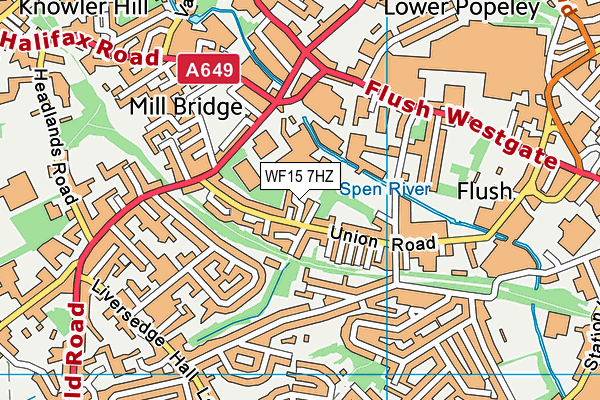 WF15 7HZ map - OS VectorMap District (Ordnance Survey)