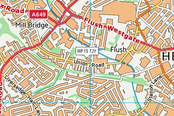 WF15 7JY map - OS VectorMap District (Ordnance Survey) WF15 7JY map - OS VectorMap District (Ordnance Survey)