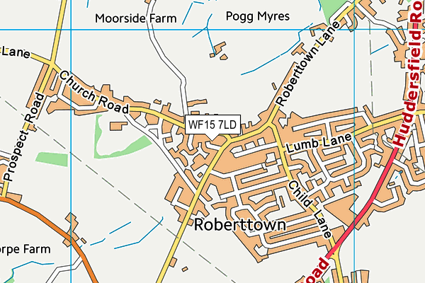 WF15 7LD map - OS VectorMap District (Ordnance Survey) WF15 7LD map - OS VectorMap District (Ordnance Survey)