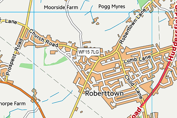 WF15 7LG map - OS VectorMap District (Ordnance Survey) WF15 7LG map - OS VectorMap District (Ordnance Survey)