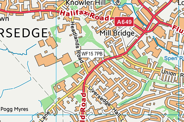 WF15 7PB map - OS VectorMap District (Ordnance Survey) WF15 7PB map - OS VectorMap District (Ordnance Survey)