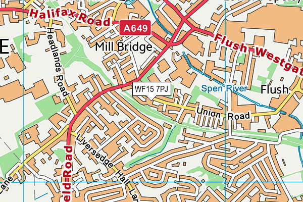 WF15 7PJ map - OS VectorMap District (Ordnance Survey) WF15 7PJ map - OS VectorMap District (Ordnance Survey)
