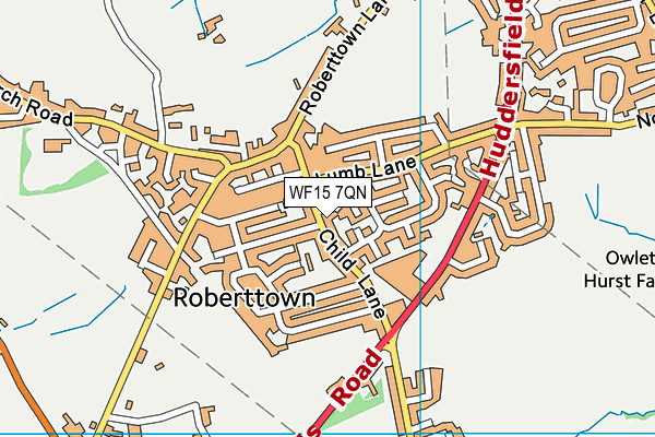 WF15 7QN map - OS VectorMap District (Ordnance Survey) WF15 7QN map - OS VectorMap District (Ordnance Survey)