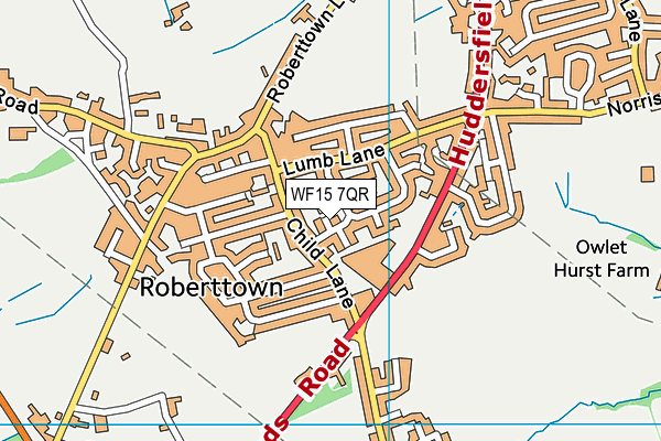 WF15 7QR map - OS VectorMap District (Ordnance Survey) WF15 7QR map - OS VectorMap District (Ordnance Survey)